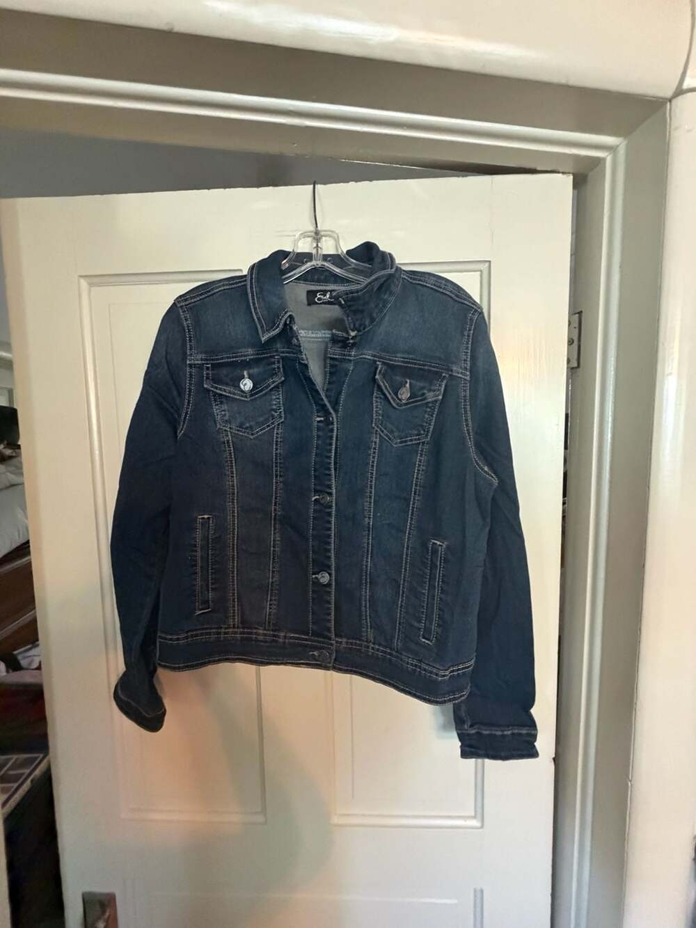 Earl Jean Women's Dark Wash Button-Front Denim Jacket